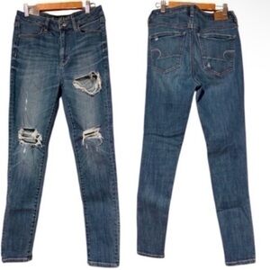 American Eagle Outfitters Ripped Blue Skinny Jeans